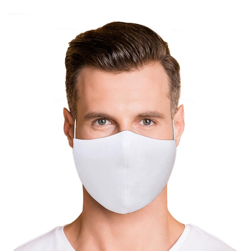 MASK BY DESIGN Washable Face Mask with Adjustable Ear Loops & Nose Wire - 3 Layers, Made in USA (Solid White) - Image 2
